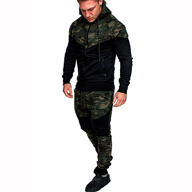 Herren Trainingspullover mit hohem Kragen und modischem Camouflage-Design Echoarchiv