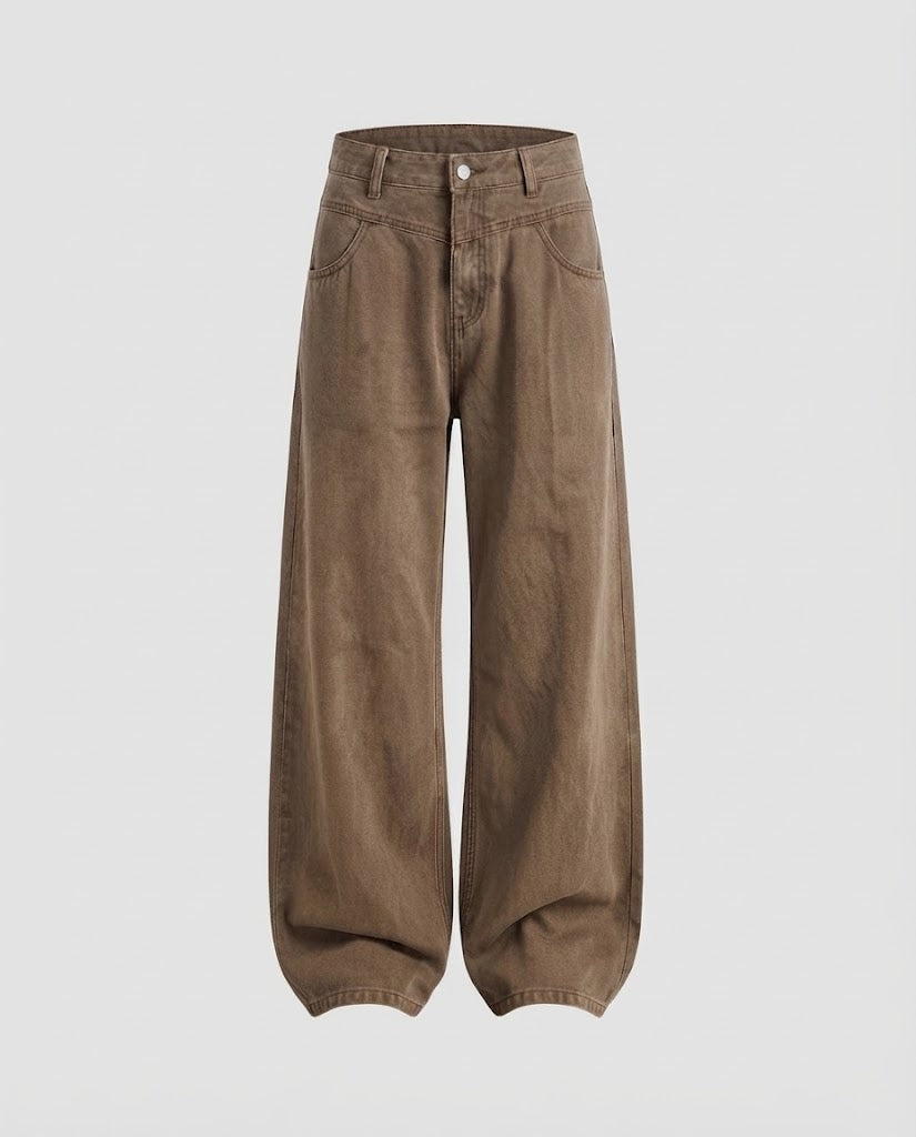 Damen Weit geschnittene Relaxed-Five-Pocket-Denimhose mit bodenlangem Saum Echo Archiv
