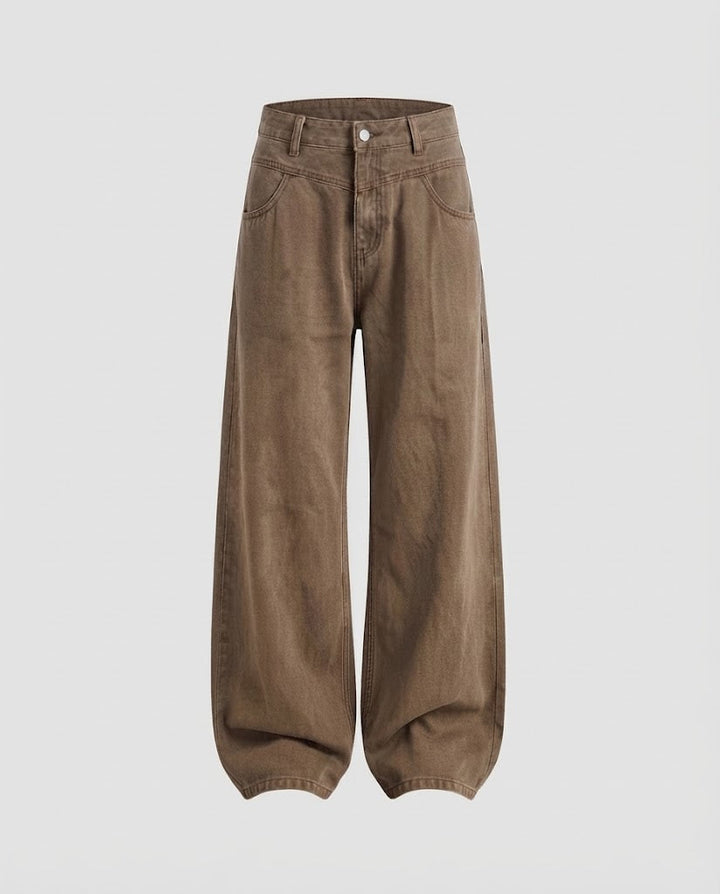 Damen Weit geschnittene Relaxed-Five-Pocket-Denimhose mit bodenlangem Saum Echo Archiv
