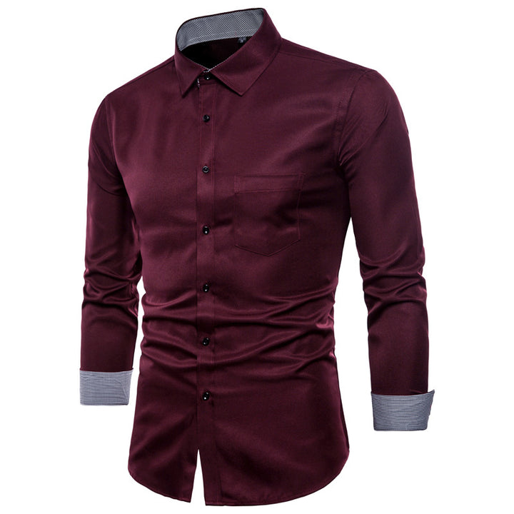 Herren Langarmhemd aus hochwertigem Satin mit modernem Slim-Fit Echoarchiv
