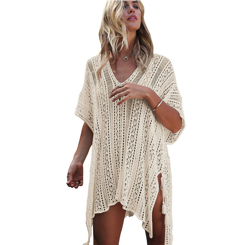 Damen lässiger Häkel-Kaftan mit stilvollem V-Ausschnitt Echo Archiv