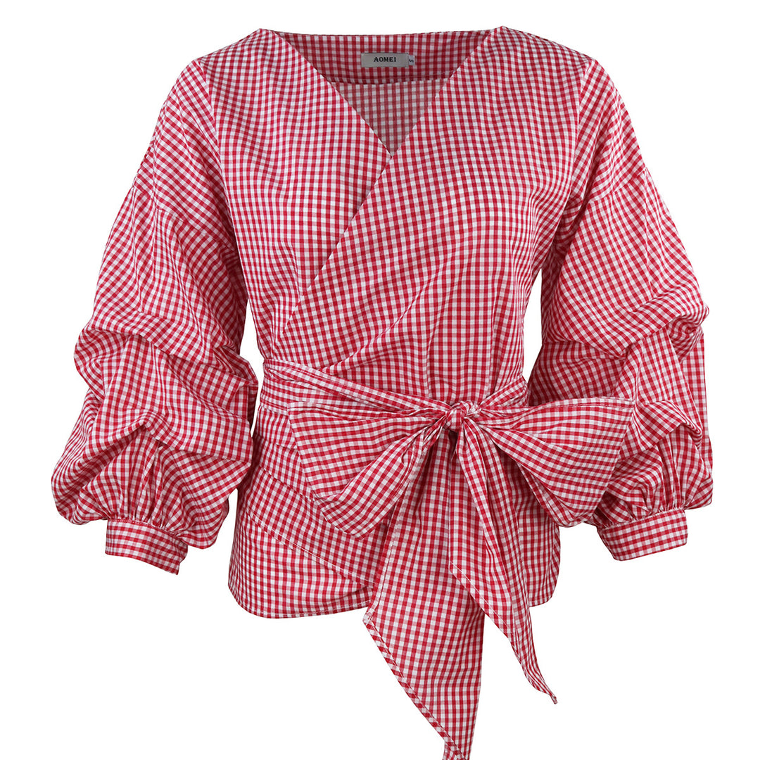 Damen Wickelbluse mit voluminösen Ärmeln Echo Archiv