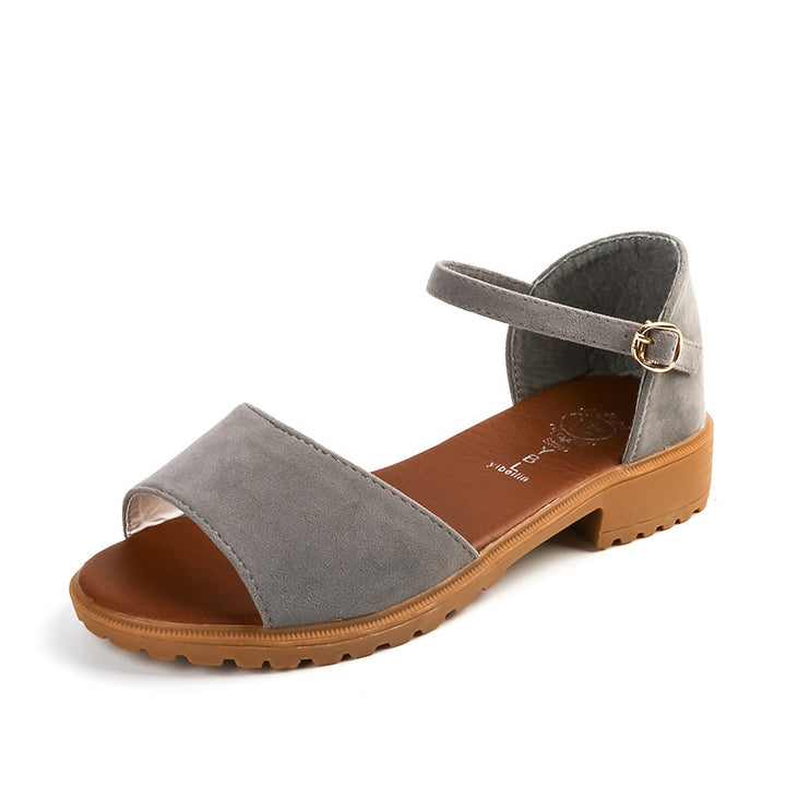 Damen nan Velours-Optik Sandalette mit geschlossener Fersenpartie, verstellbarem Knöchelriemen und profiliertem Gummisohlenabsatz Echo Archiv
