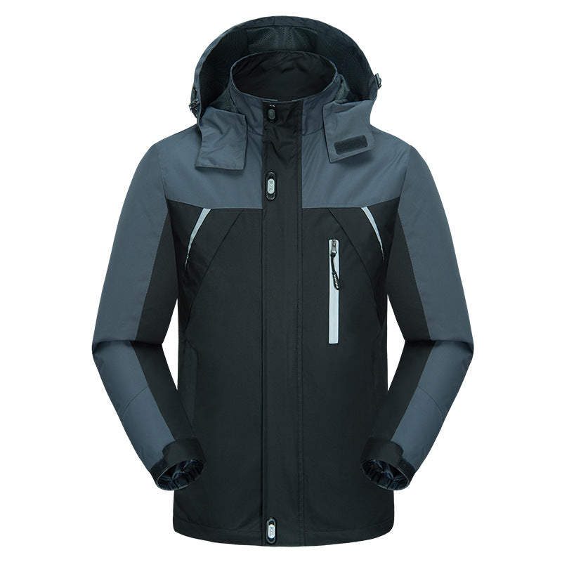 Herren isolierte Outdoor-Jacke mit verstellbarem Kapuzenkragen und wasserdichtem Material Echoarchiv
