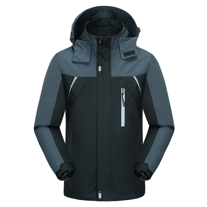 Herren isolierte Outdoor-Jacke mit verstellbarem Kapuzenkragen und wasserdichtem Material Echoarchiv