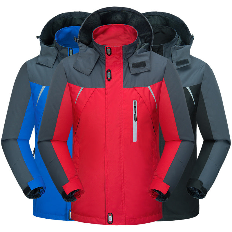 Herren isolierte Outdoor-Jacke mit verstellbarem Kapuzenkragen und wasserdichtem Material Echoarchiv