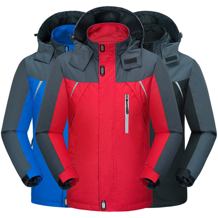 Herren isolierte Outdoor-Jacke mit verstellbarem Kapuzenkragen und wasserdichtem Material Echoarchiv