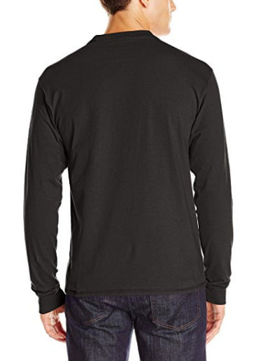 Herren Langarm-Henleyshirt mit Rundhalsausschnitt und dekorativer Knopfleiste – Marzano