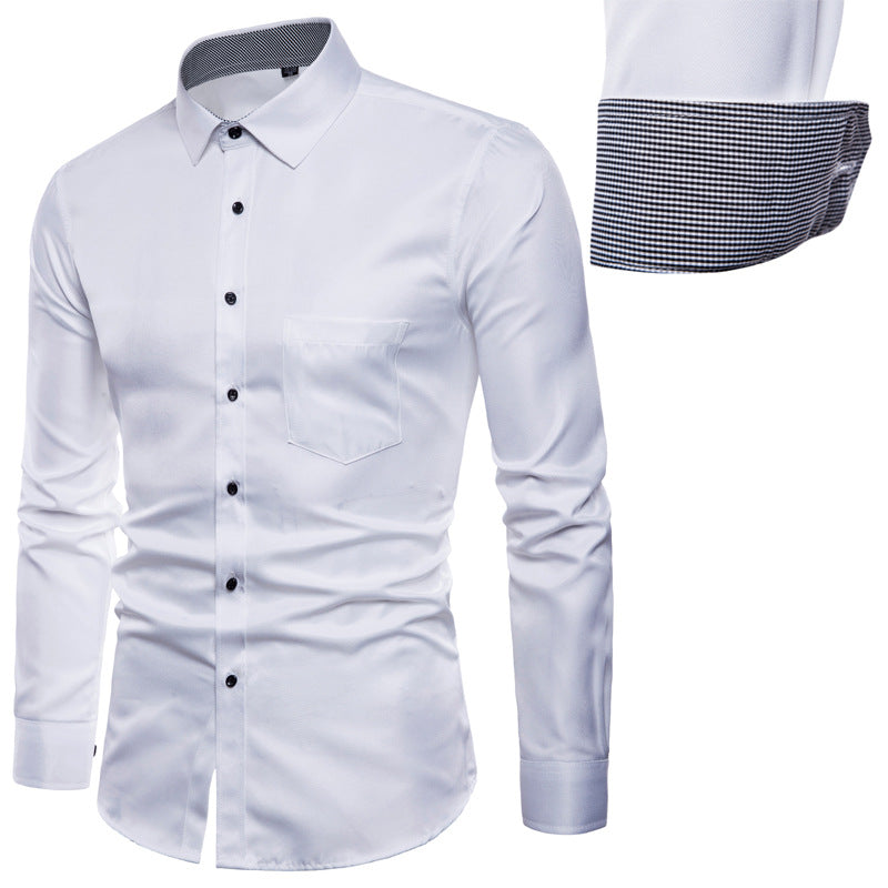 Herren Langarmhemd aus hochwertigem Satin mit modernem Slim-Fit Echoarchiv