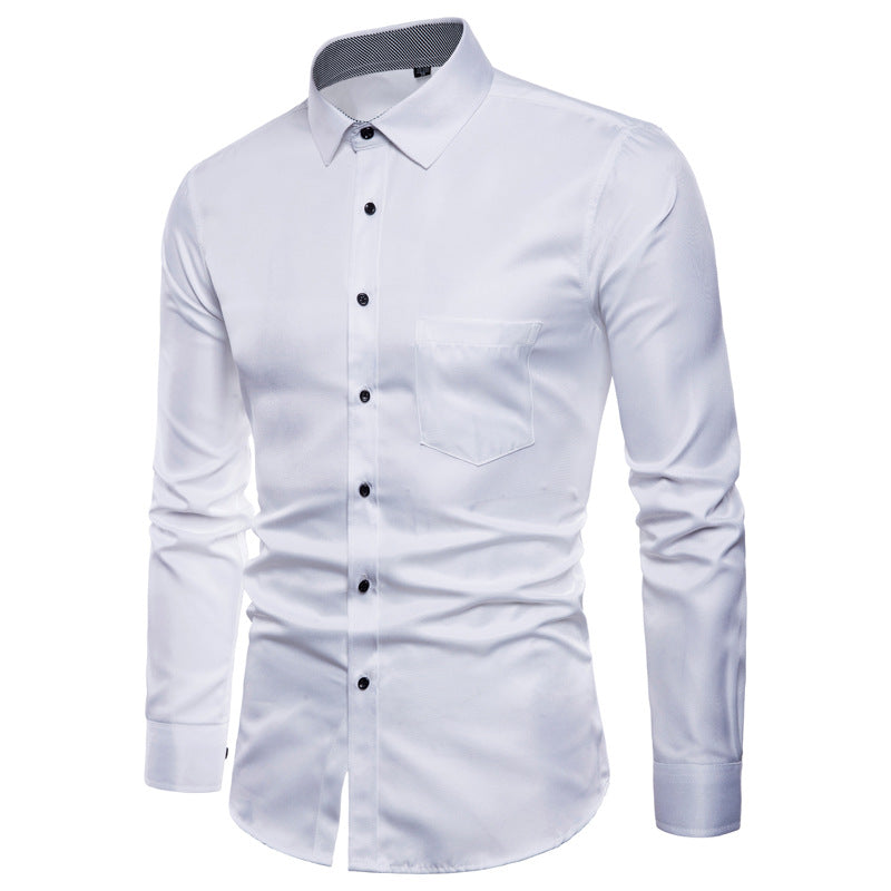Herren Langarmhemd aus hochwertigem Satin mit modernem Slim-Fit Echoarchiv