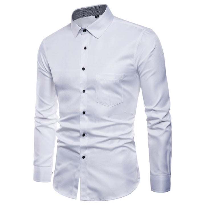 Herren Langarmhemd aus hochwertigem Satin mit modernem Slim-Fit Echoarchiv