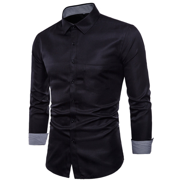Herren Langarmhemd aus hochwertigem Satin mit modernem Slim-Fit Echoarchiv