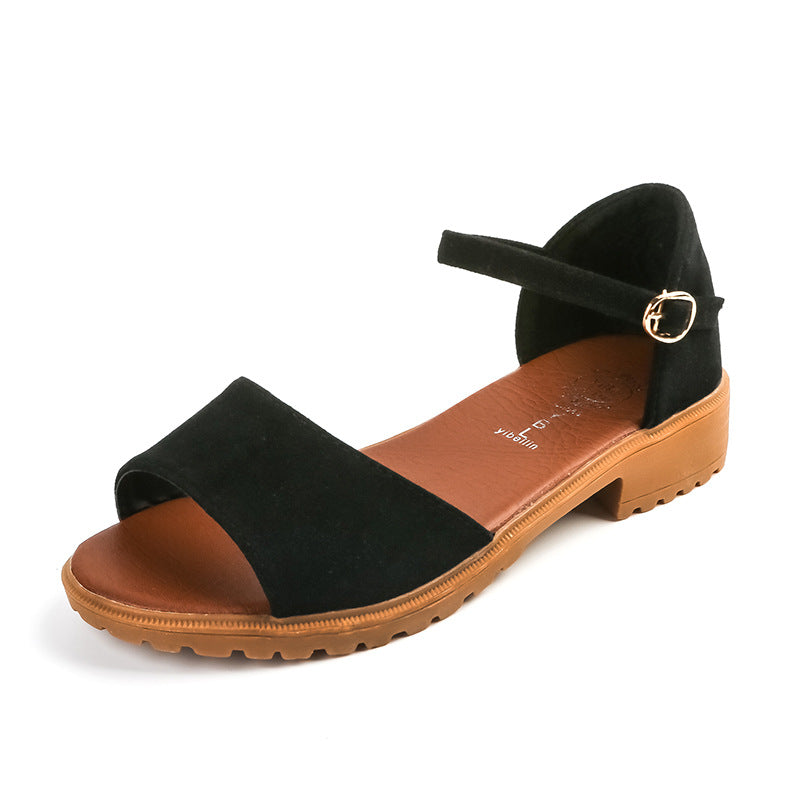 Damen nan Velours-Optik Sandalette mit geschlossener Fersenpartie, verstellbarem Knöchelriemen und profiliertem Gummisohlenabsatz Echo Archiv