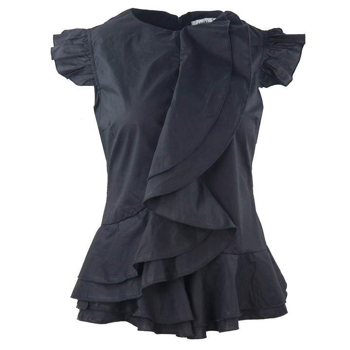 Damen Fließendes Karokleid mit voluminösem Rüschensaum Echo Archiv