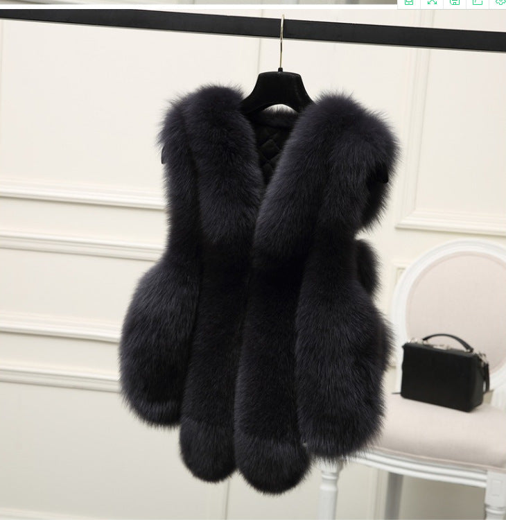 Damen Luxus Kunstfell Weste mit voluminösen Details Echoarchiv
