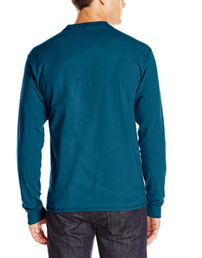 Herren Langarm-Henleyshirt mit Rundhalsausschnitt und dekorativer Knopfleiste – Marzano