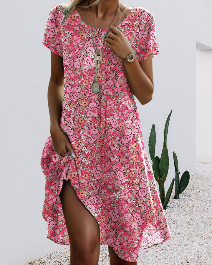 Echoarchiv | Kleid Rundhals Kurzarm Blumenmuster