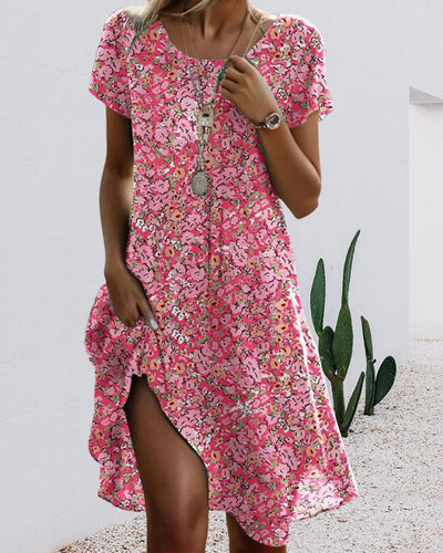 Echoarchiv | Kleid Rundhals Kurzarm Blumenmuster