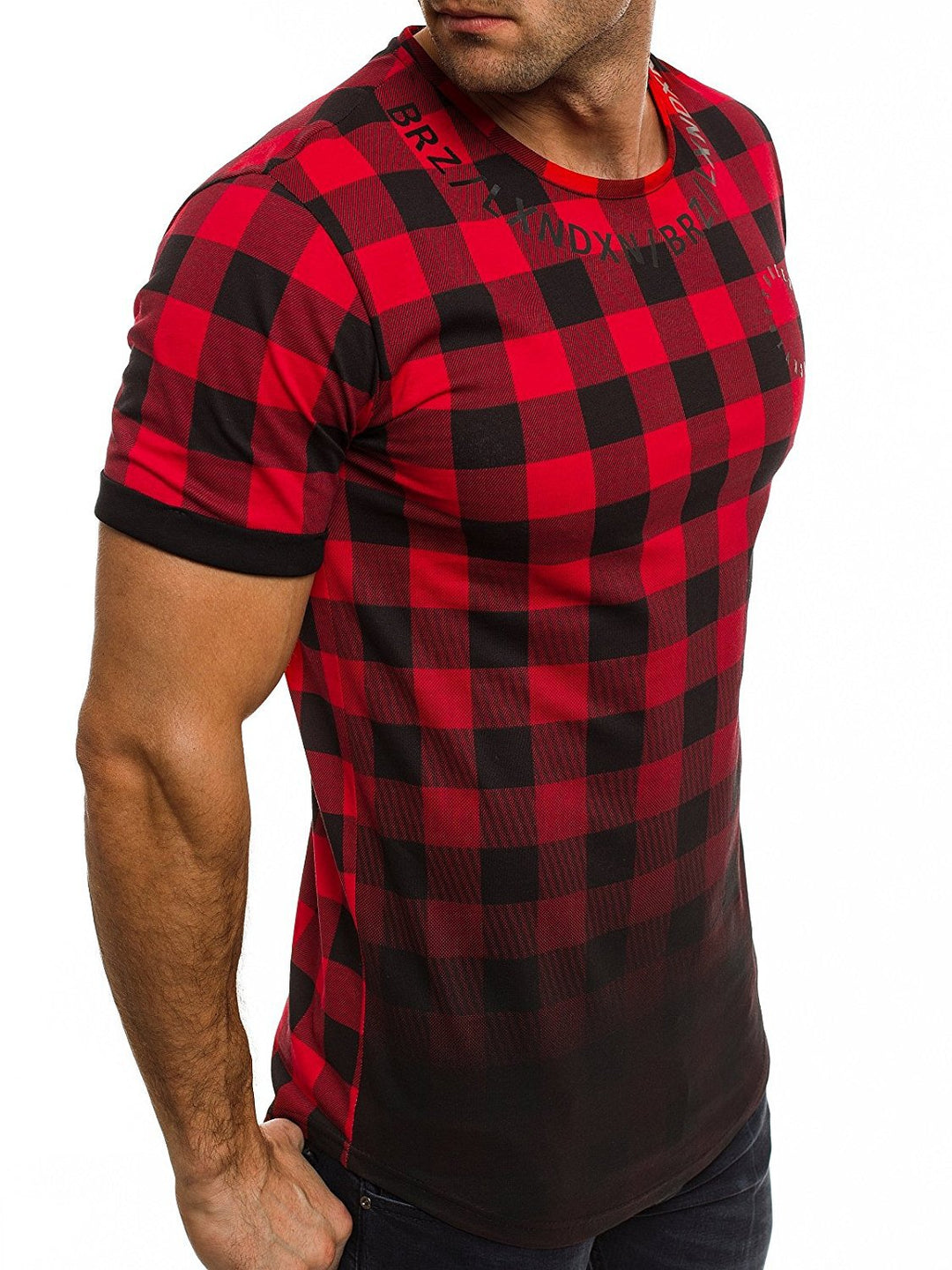 Herren Modernes Karomuster T-Shirt Echoarchiv