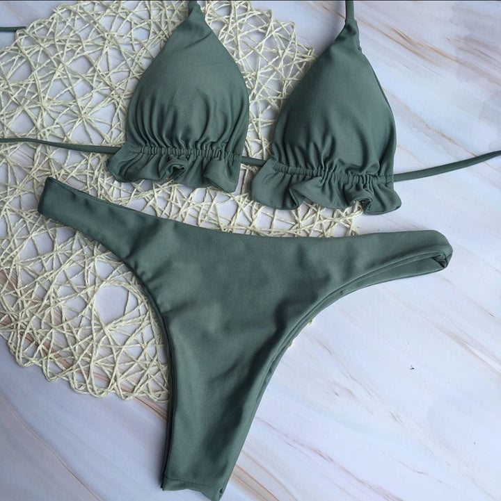 Damen Chic Triangel-Bikini mit verspielten Rüschendetails Echo Archiv