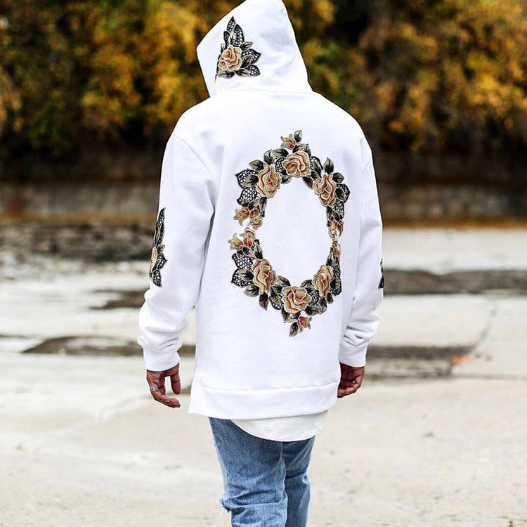 Herren Kapuzenpullover mit floraler Stickerei Echoarchiv