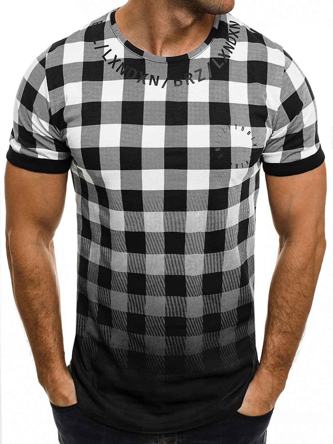 Herren Modernes Karomuster T-Shirt Echoarchiv