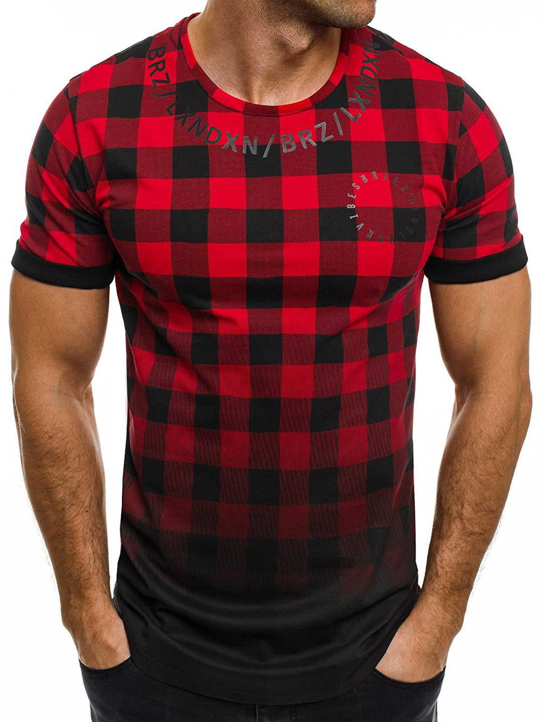 Herren Modernes Karomuster T-Shirt Echoarchiv