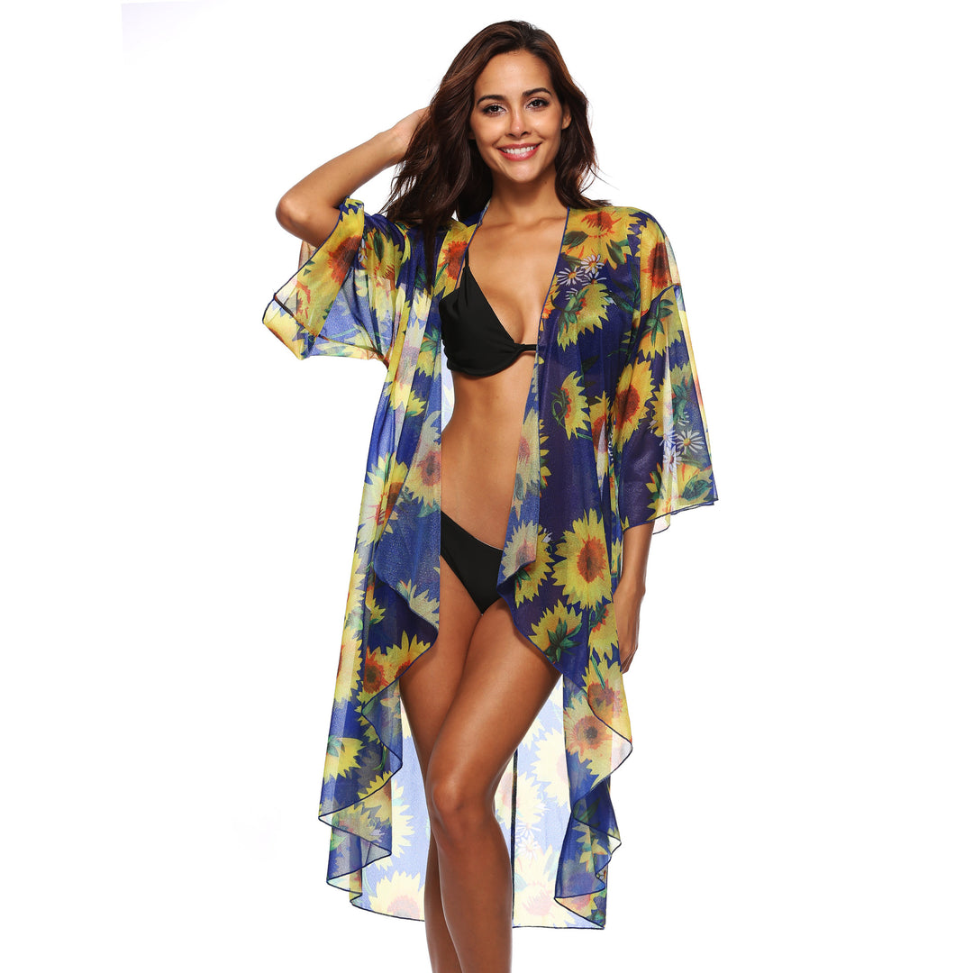 Damen luftiger Strandkimono mit floralen Mustern Echo Archiv