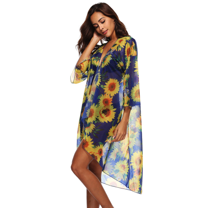 Damen luftiger Strandkimono mit floralen Mustern Echo Archiv