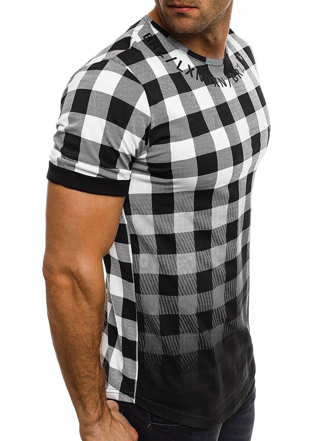 Herren Modernes Karomuster T-Shirt Echoarchiv