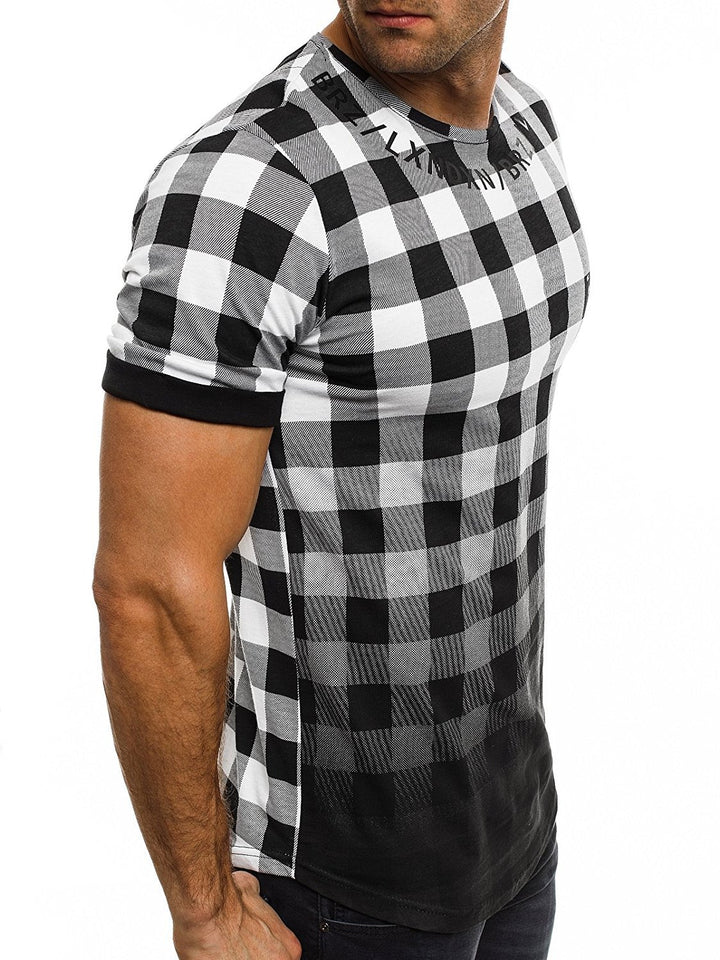 Herren Modernes Karomuster T-Shirt Echoarchiv