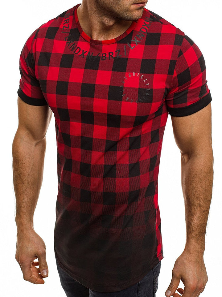 Herren Modernes Karomuster T-Shirt Echoarchiv