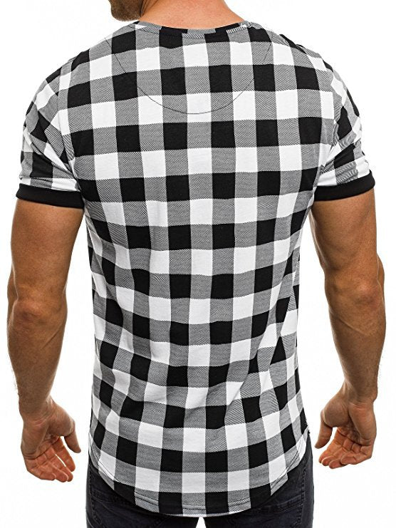 Herren Modernes Karomuster T-Shirt Echoarchiv
