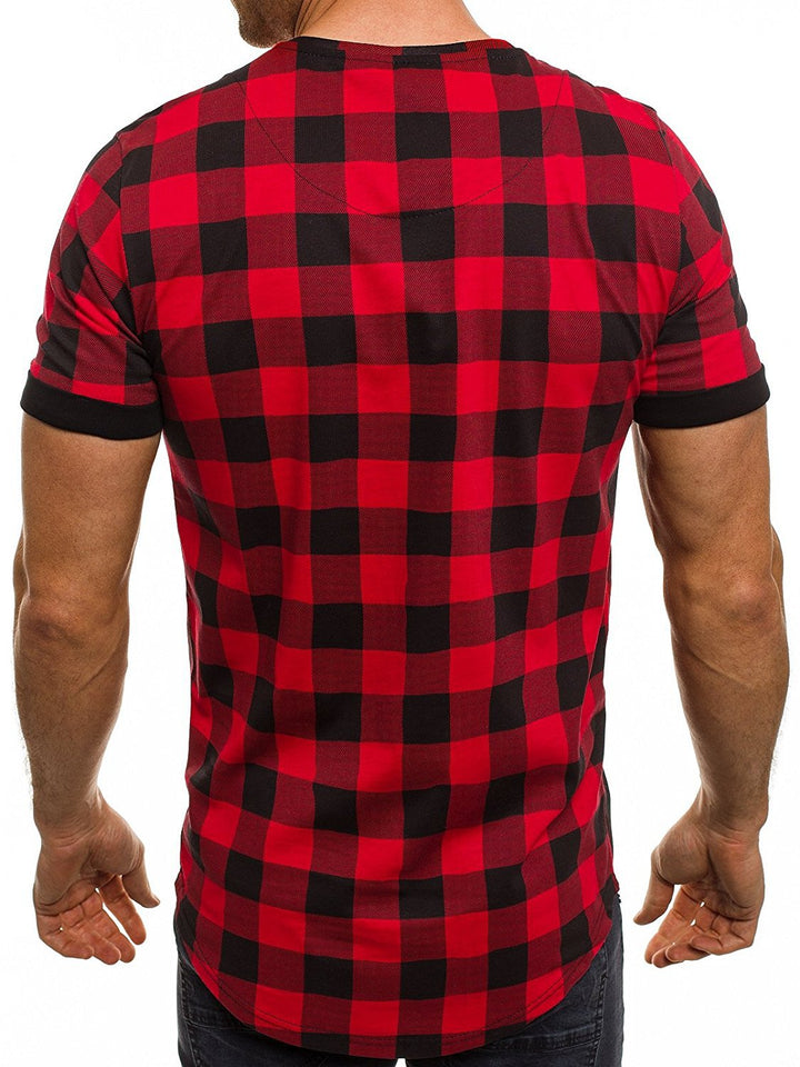 Herren Modernes Karomuster T-Shirt Echoarchiv