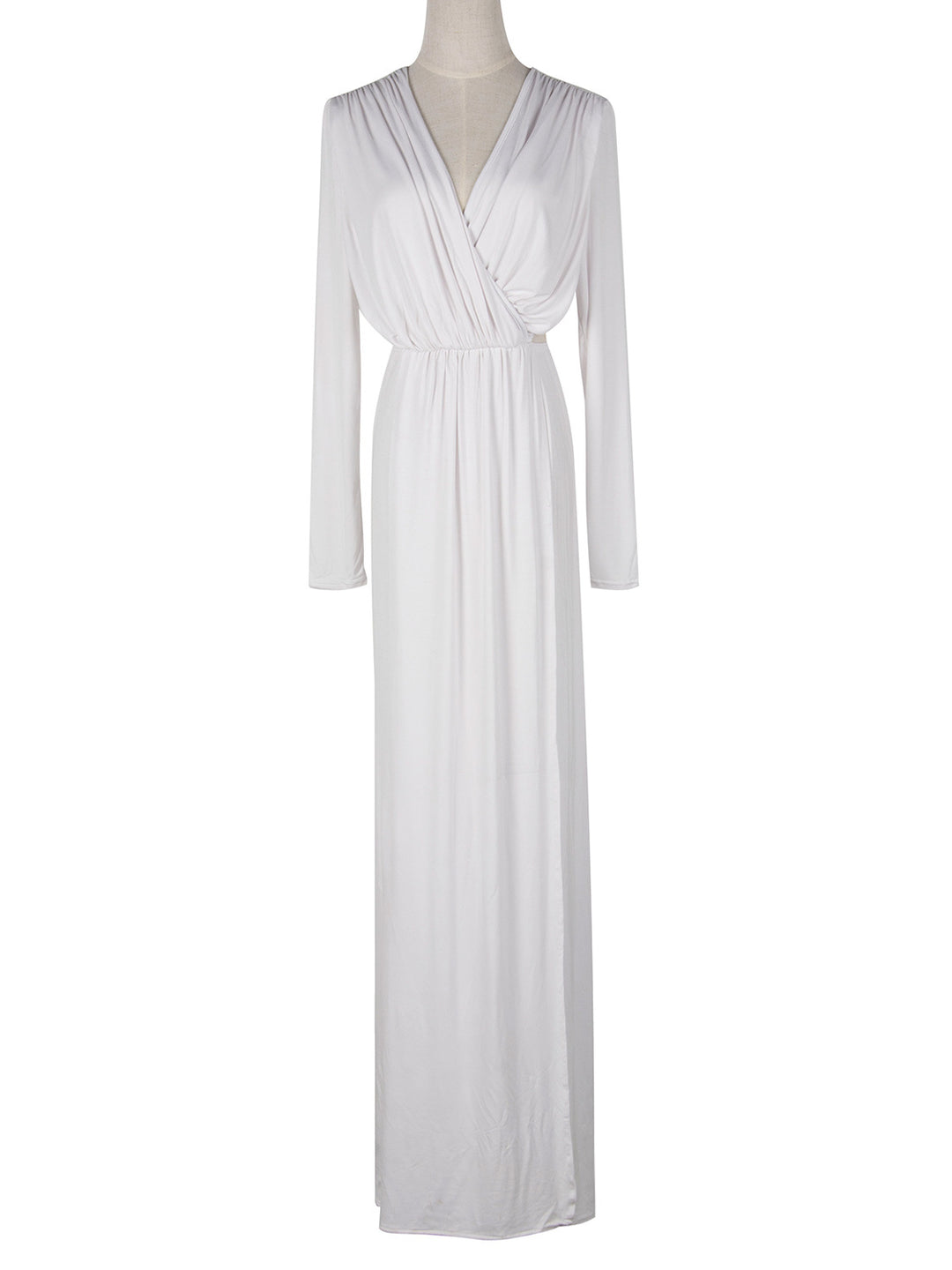 Damen Elegantes Jersey-Maxikleid im Wickelstil mit tiefem V‑Ausschnitt und tailliertem Gummibund Echoarchiv