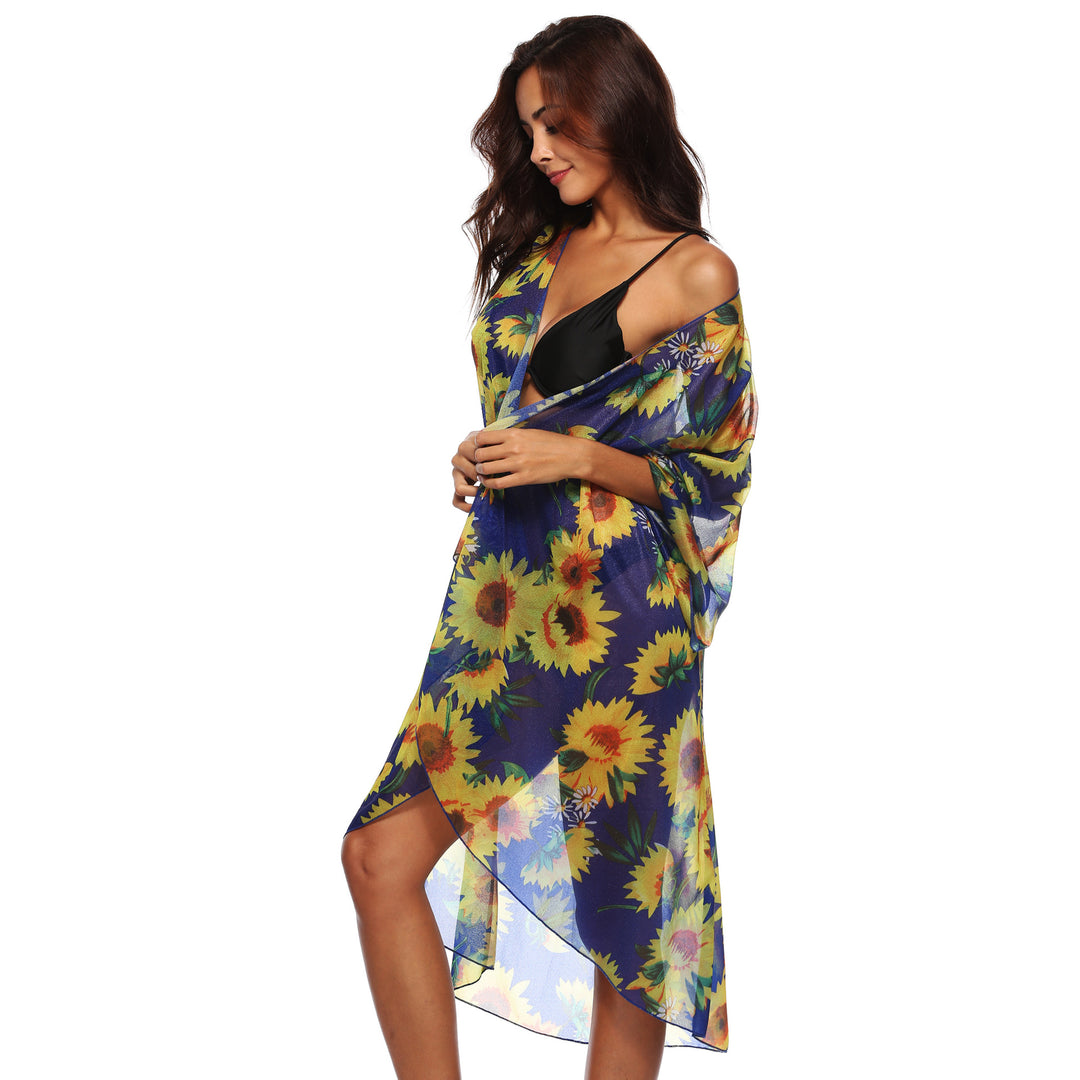 Damen luftiger Strandkimono mit floralen Mustern Echo Archiv