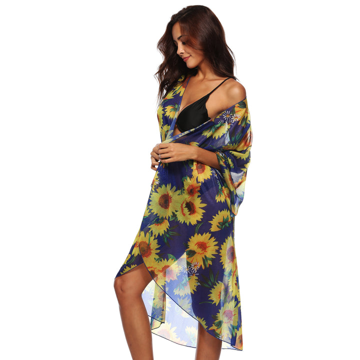Damen luftiger Strandkimono mit floralen Mustern Echo Archiv