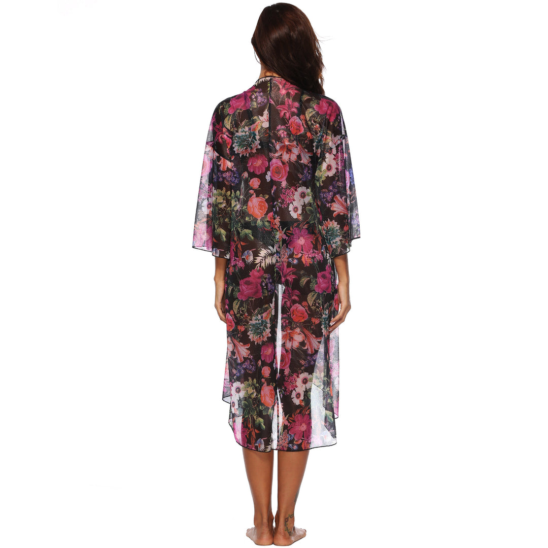 Damen luftiger Strandkimono mit floralem Design Echo Archiv