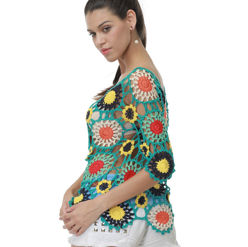 Damen Häkeloberteil mit buntem Floral-Design Echo Archiv