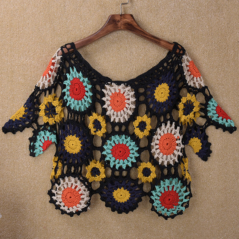 Damen Häkeloberteil mit buntem Floral-Design Echo Archiv