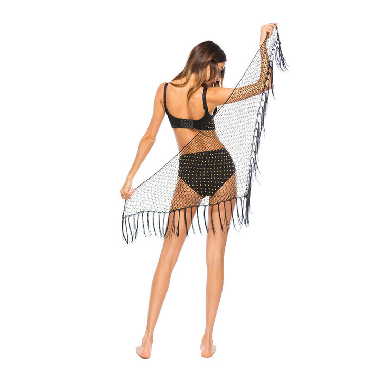 Damen Häkel-Bikini-Überwurf mit fransigen Akzenten und eleganten Details Echo Archiv