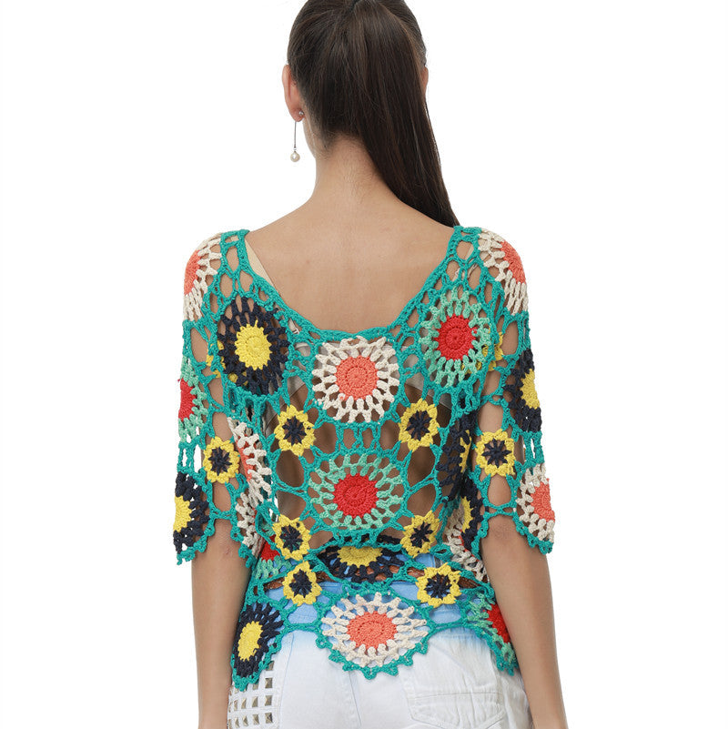 Damen Häkeloberteil mit buntem Floral-Design Echo Archiv