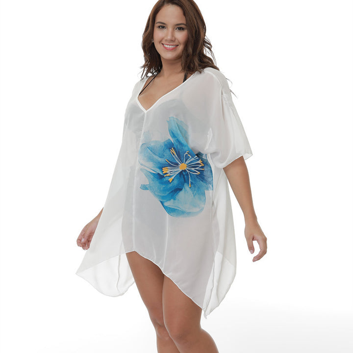 Damen transparente Strandtunika mit floralem Design Echo Archiv