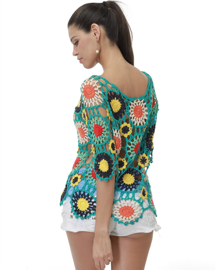 Damen Häkeloberteil mit buntem Floral-Design Echo Archiv