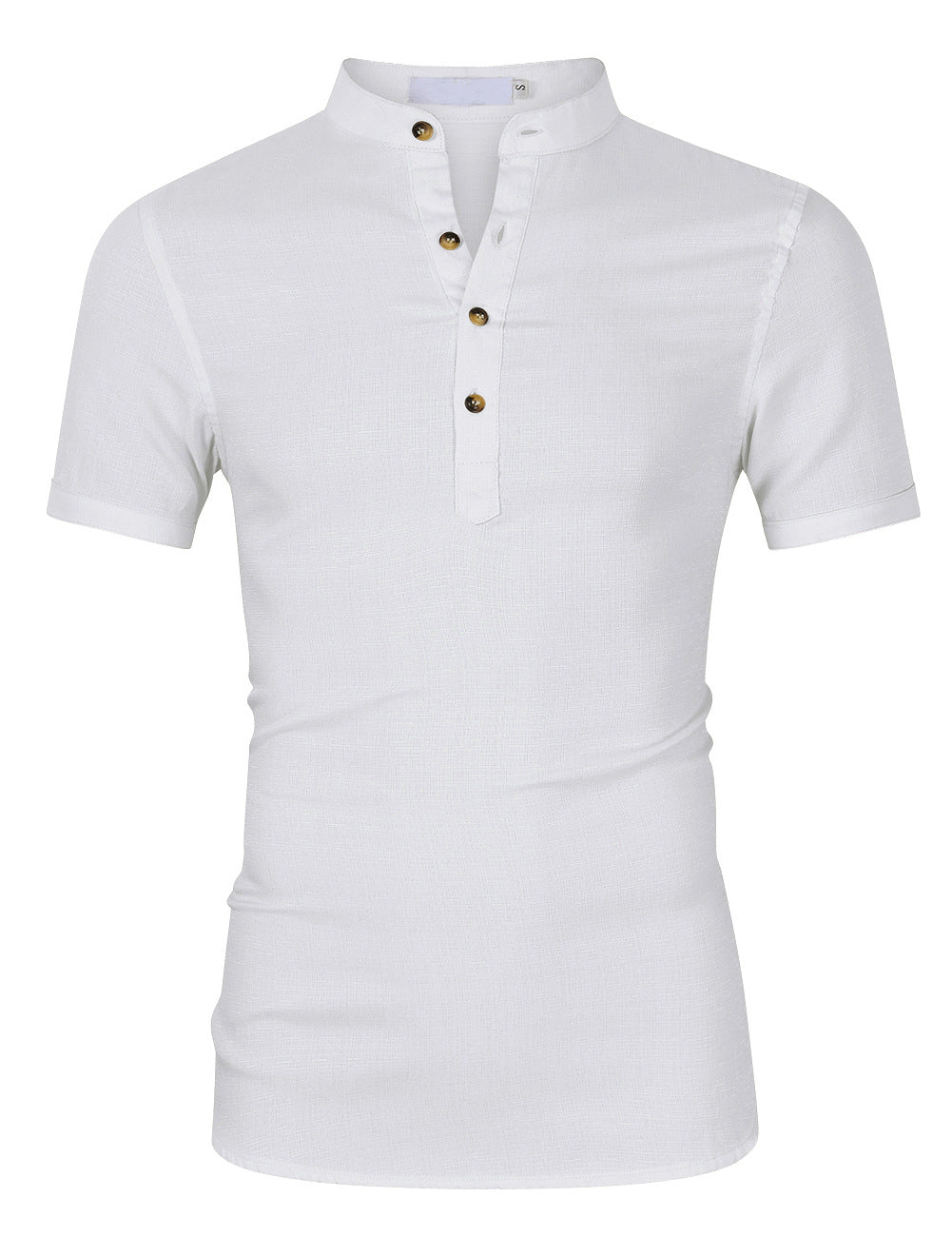 Herren Kurzarm Shirt mit Stehkragen und Knopfdetails Echoarchiv