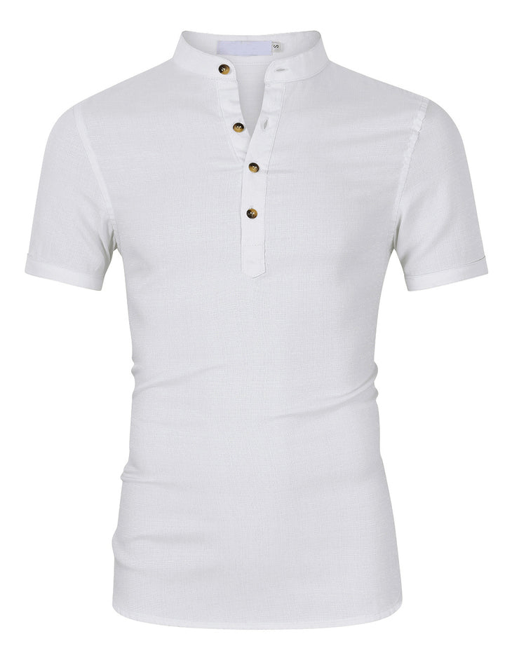Herren Kurzarm Shirt mit Stehkragen und Knopfdetails Echoarchiv