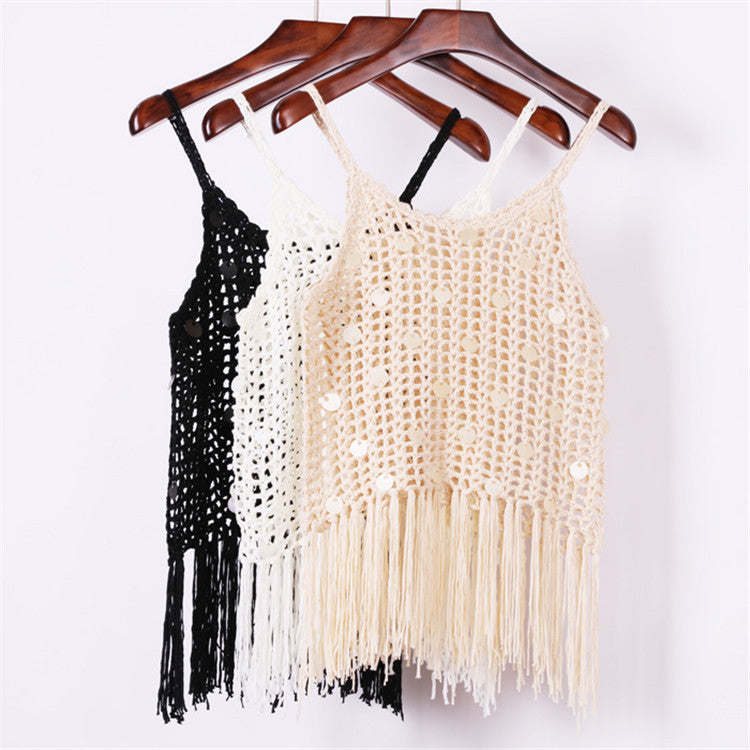 Damen trendiges Häkel-Top mit fransigen Details Echo Archiv