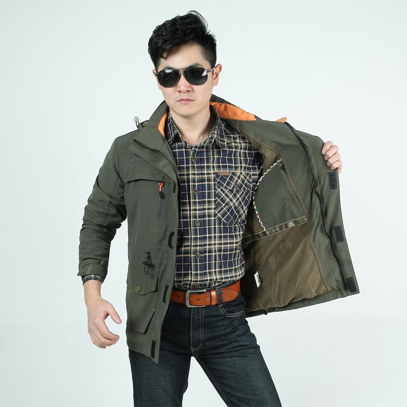 Herren Fieldjacke mit Mesh-Innenfutter, Kapuze und Multifunktions‑Taschen Echoarchiv