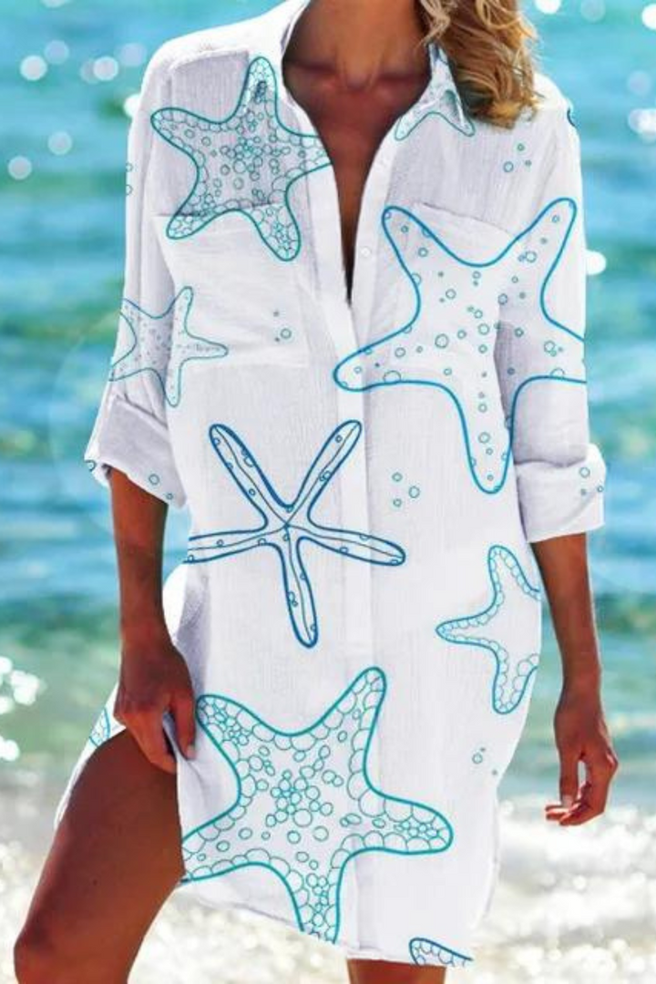 Echoarchiv - Lange Strandbluse mit Meeresmotiv