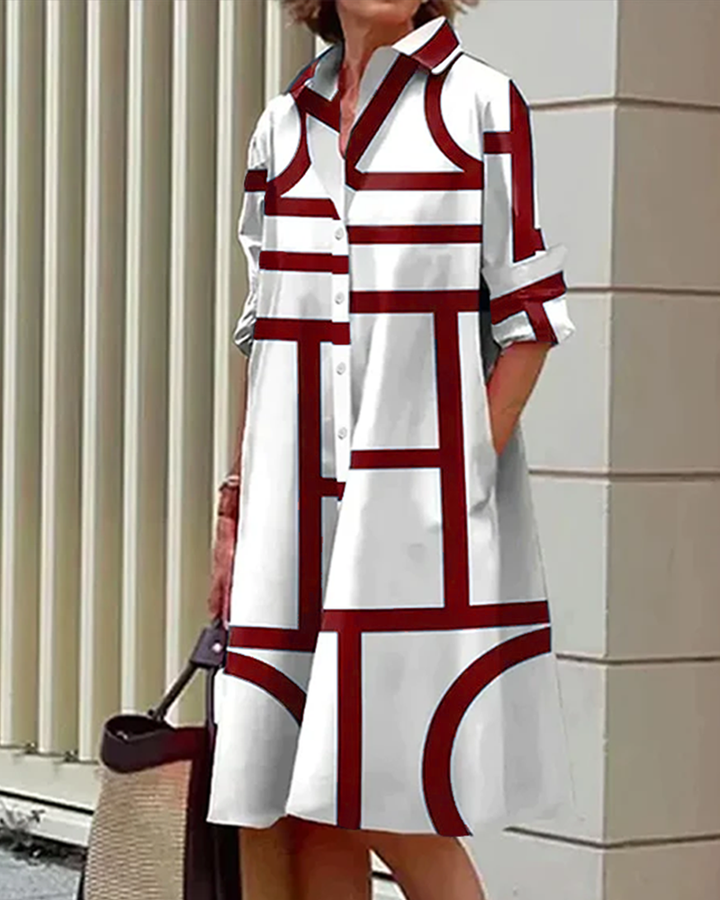 Echoarchiv | Kleid mit Taschen und Geometrischem Druck